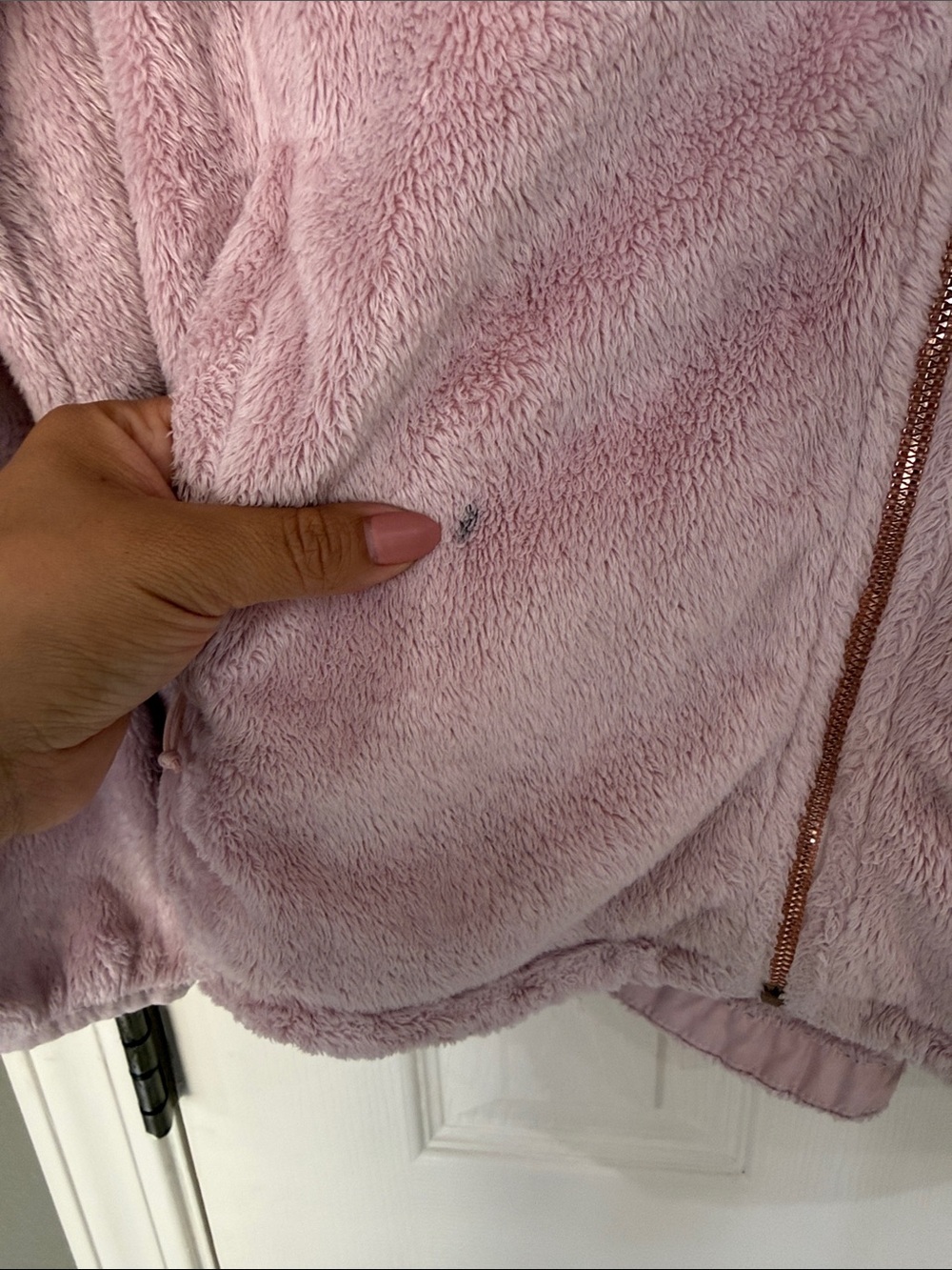 The North Face Dusty Pink Plush Full-Zip Hoodie Jacket size medium - Picture 4 of 9